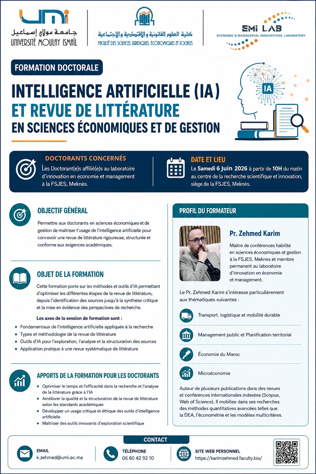 Affiche officielle &mdash; Formation IA & Revue de Litt&eacute;rature, 6 juin 2026