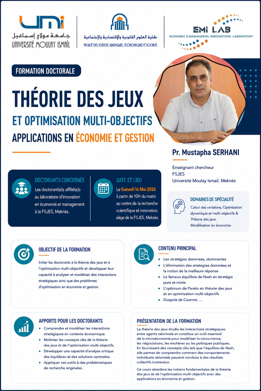 Affiche officielle &mdash; Formation Th&eacute;orie des Jeux, 16 mai 2026